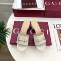 GG 26s Slide Sandal 5.5cm With Horsebit White Leather 640291