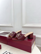 GG 26s Slide Sandal 5.5cm With Horsebit Burgundy Leather 640292