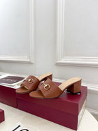 GG 26s Slide Sandal 5.5cm With Horsebit Brown Leather 640293
