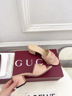 GG 26s Slide Sandal 5.5cm With Horsebit Light Pink Leather 640294