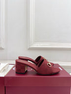 GG 26s Slide Sandal 5.5cm With Horsebit Burgundy Canvas 640298