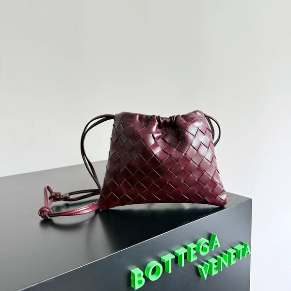 BV Small Dustbag 21cm Madder Brown Red Intrecciato Calfskin Leather