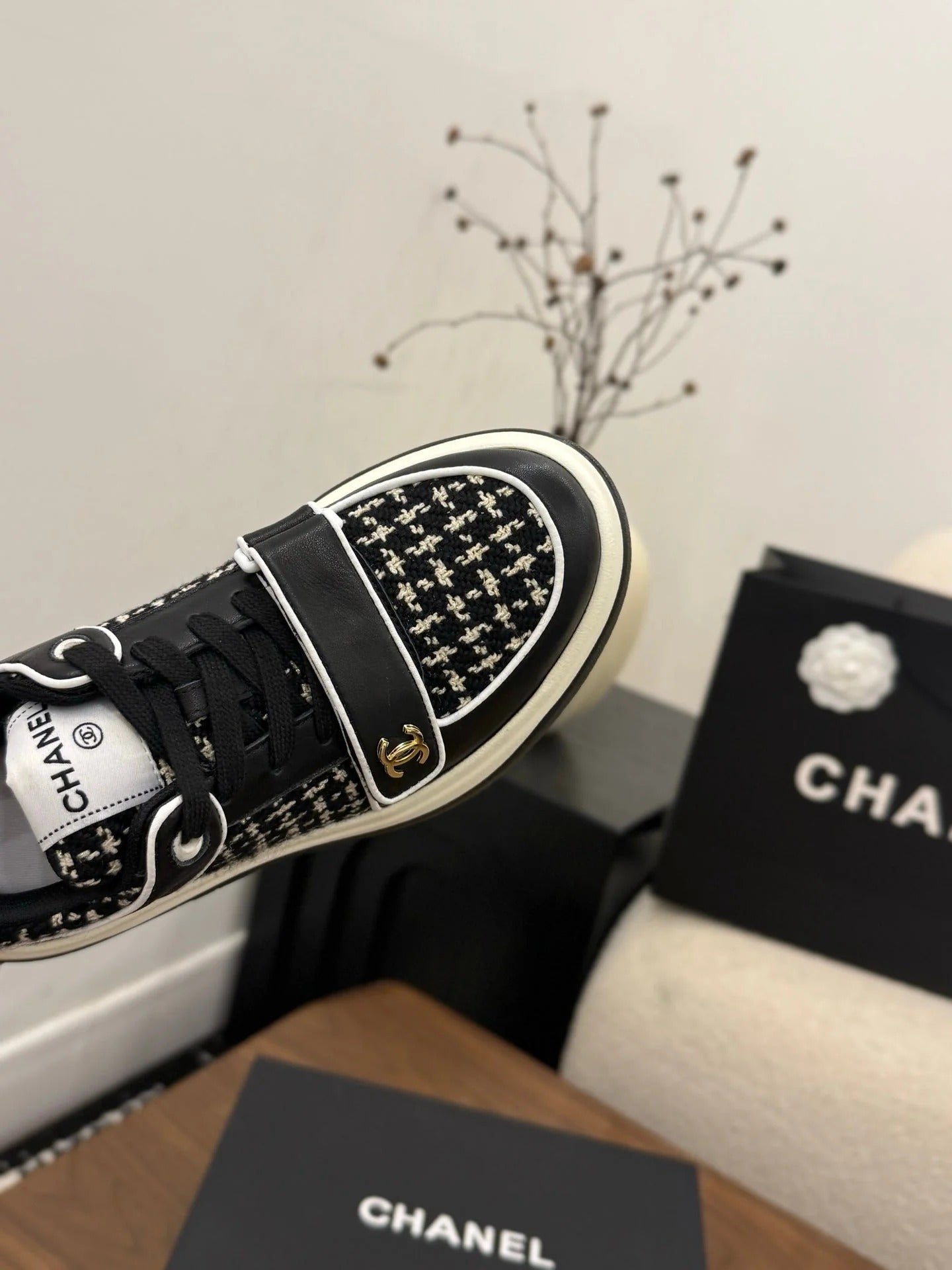 CC 26s Casual Sneaker Black Tweed Leather 183599