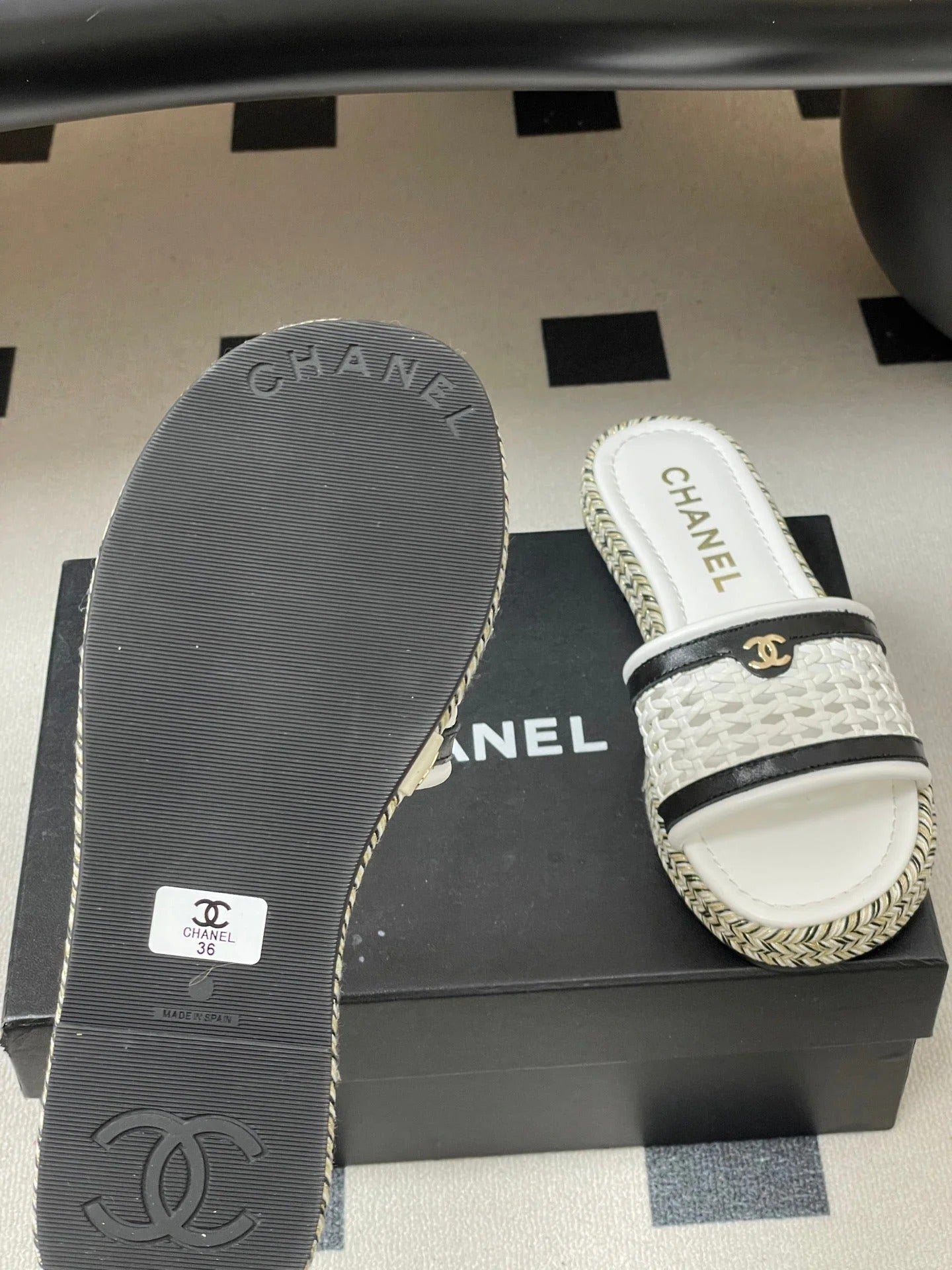 CC 26s Platform Slippers White Cowhide 649458
