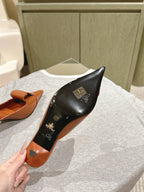 PRA 2026S High Heel Mule 80 Tan Brown Sheepskin 657667