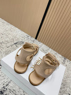 CD 26s Sandals Beige Sheepskin Canvas 643495