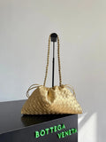 Bottega Veneta 2026 Dustbag 33cm Gold Intrecciato Lamina Satin Leather 137019