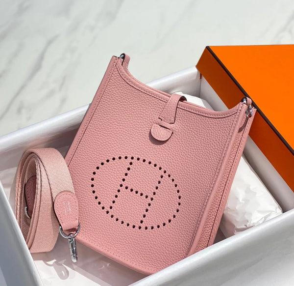 Hermes Mini Evelyne 23cm Pink Togo Leather