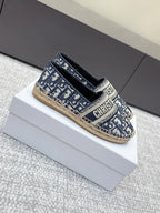 CD 26s Loafers Embroidery Navy Blue Canvas 653273
