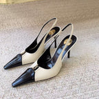 YSL 2026 Babylone Slingback Pump White Black Leather