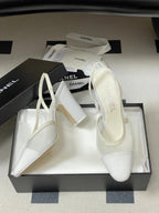 CC 26s Slingback 95 White Mesh Fabric Sheepskin 649441