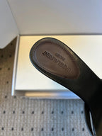 YSL 26ss High Heeled Mules 75 Black Cowhide 651765