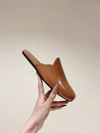 PRA 2026S Flats Mule Tan Brown Patent Leather 657679