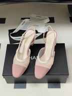 CC 26s Slingback 65 Light Pink Mesh Fabric Sheepskin 649443