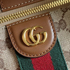 Gucci 2026 Vanity Top Handle Bag 27.5cm Ebony Dark Brown Canvas Leather 277178