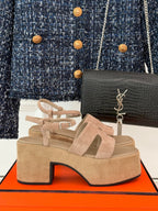 HM 25S JAM 30 HIGH-HEEL SANDAL IN TERRACOTTA BEIGE SUEDE