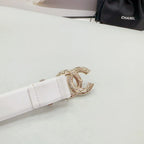 CC 30MM BELT IN WHITE SMOOTH CALFSKIN METAL HARDWARE