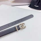 CC 30MM BELT IN BLACK SMOOTH CALFSKIN METAL LOGO