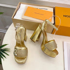 Louis Vuitton 2025 Shake One-Strap Platform Sandal Gold Calfskin