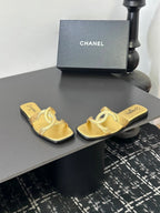 Chanel 2026 Flat Sandal Gold Cowhide