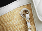 Chanel 2026 Shopping Bag 40cm Beige White Straw Lambskin