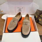 HM 26ss Loafers Dark Beige Wool Calfskin 638438