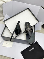 CC 26s Thong Sandals Black Sheepskin 645322