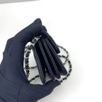 Chanel 2026 Quilted Flap Card Holder with Chain Black Caviar Leather