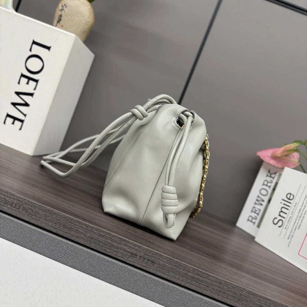 Loewe 2026 Flamenco Purse Goodie Bag 30cm Ivory Soft Nappa Sheep Leather