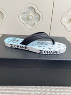 CC 26s Thong Sandals Blue Pastel Black Rubber Leather 647683