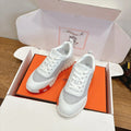HM 26ss Sneakers White Gray Cowhide Fabric 638567
