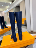 LV High Boots 85 Dark Blue Denim 573733