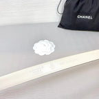 CC BELT 20 MM IN BEIGE CREAM SMOOTH CALFSKIN GOLD HARDWARE ATTACH RHINSTONE