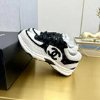 CC 2026 Casual Sneakers White Black Monogram Suede 668048