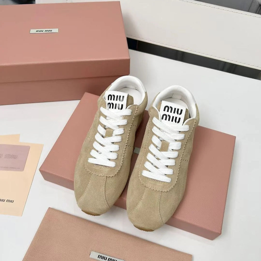 Miumiu 2026 Plum Sneaker Beige White Suede 456286