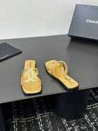 Chanel 2026 Flat Sandal Gold Cowhide