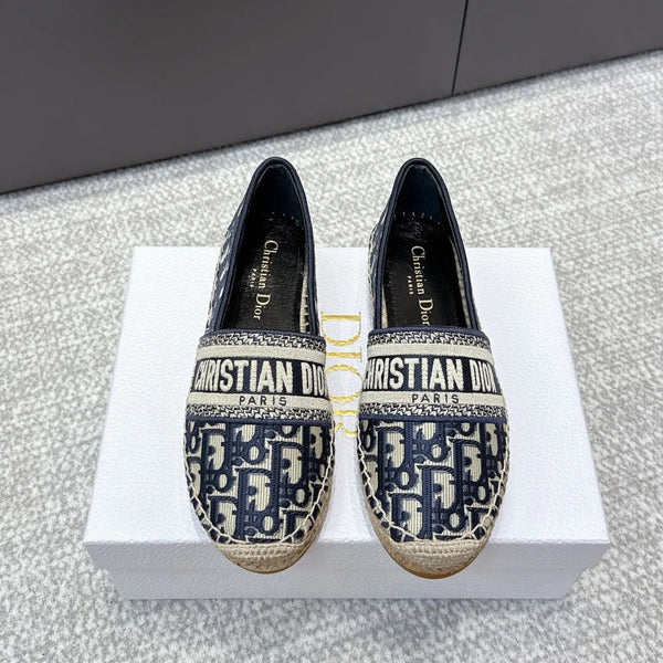 CD 26s Loafers Embroidery Navy Blue Canvas 653273