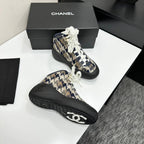 CC 26s Casual Sneakers Black Blue Beige Fabric Sheepskin 626366