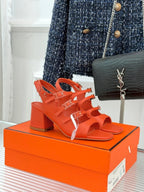 HM 26ss Peep Toe Sandals 65 Orange Sheepskin 642763