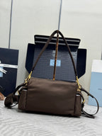 Prada 2026 Explore Shoulder Bag 30cm With Flap Sienna Re-Nylon