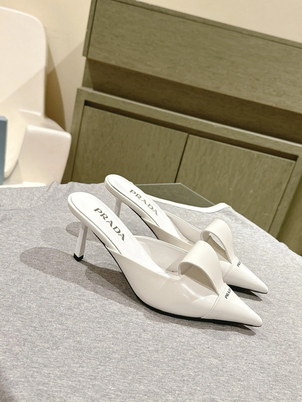 PRA 2026S High Heel Mule 80 White Sheepskin 657666