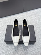 YSL 26ss Square Toe Loafers White Patent Leather 662733