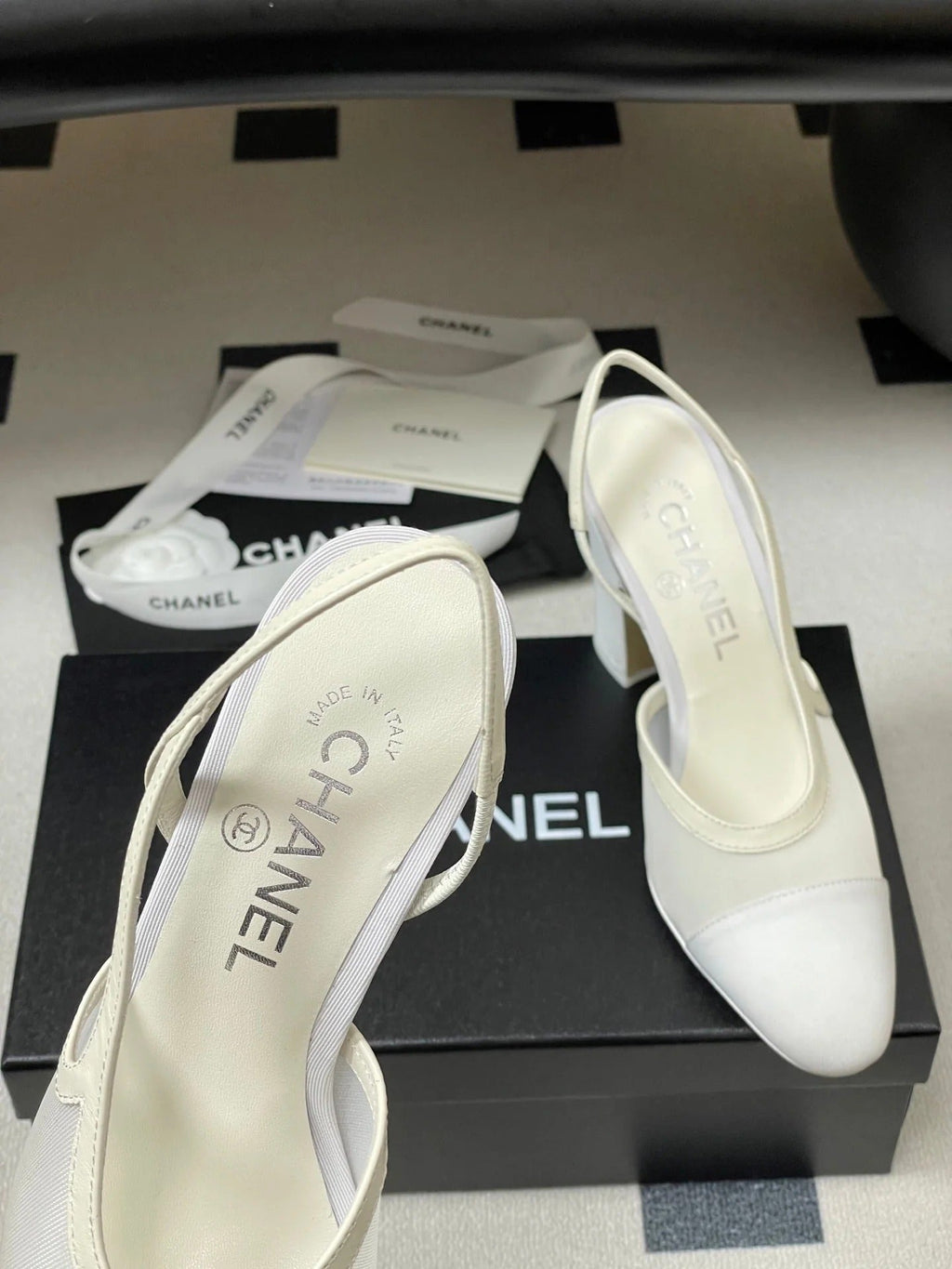 CC 26s Slingback 95 White Mesh Fabric Sheepskin 649441