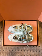 Miu Miu 2026 Plume Sneaker With Floral Charm Light Blue Satin 621342