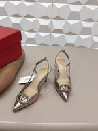 VT 26s Slingback 80 Silver Metallic Red Snake Skin 613587