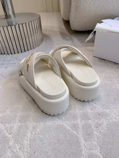 CD 26s Platform Sandals 65 White Lambskin 644288