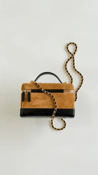 Chanel 2026 Vanity Bag 19.5cm Beige mix Black Suede Leather