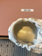 Miu Miu 2026 Plume Sneaker With Floral Charm White Satin 621346