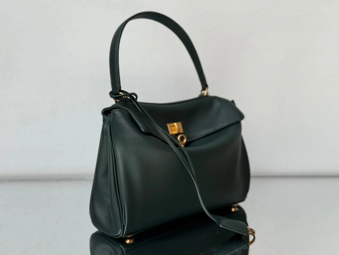 Balenciaga Small Bag 29 Dark Green Calfskin Gold Hardware