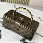 Chanel 2025 Vanity Bag 22cm Olive Green Leather